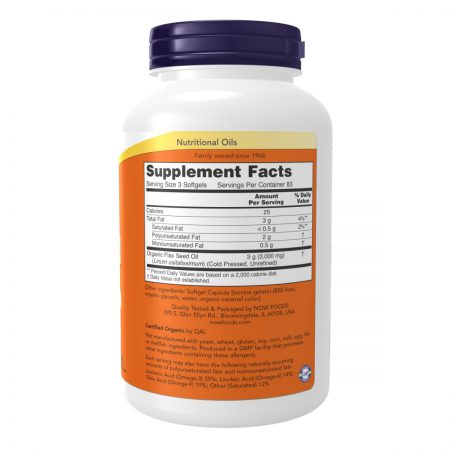 Flax Oil, 1,000mg Organic 250 Softgels