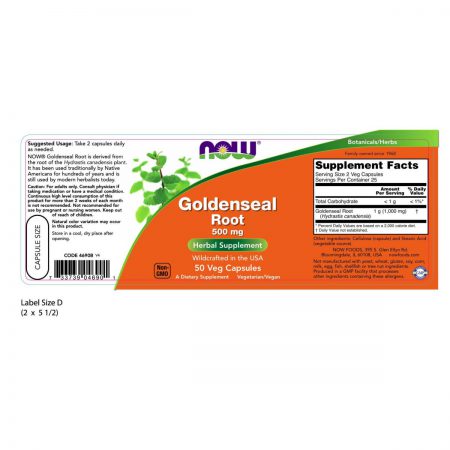 Goldenseal Root, 500mg, 50 Veg Capsules