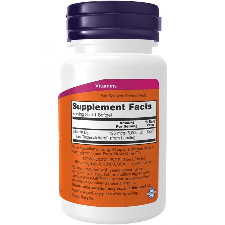 Vitamin D-3, 5,000 IU, 120 Softgels