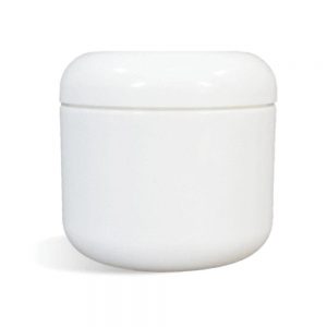 Cosmetic Jar, White Plastic w/ Dome Lid, 16 oz