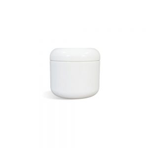 Cosmetic Jar, White Plastic w/ Dome Lid, 2 oz