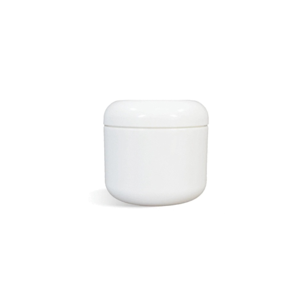 Cosmetic Jar, White Plastic w/ Dome Lid, 2 oz