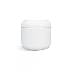 Cosmetic Jar, White Plastic w/ Dome Lid, 4 oz