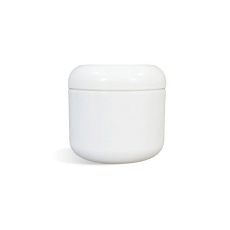 Cosmetic Jar, White Plastic w/ Dome Lid, 4 oz