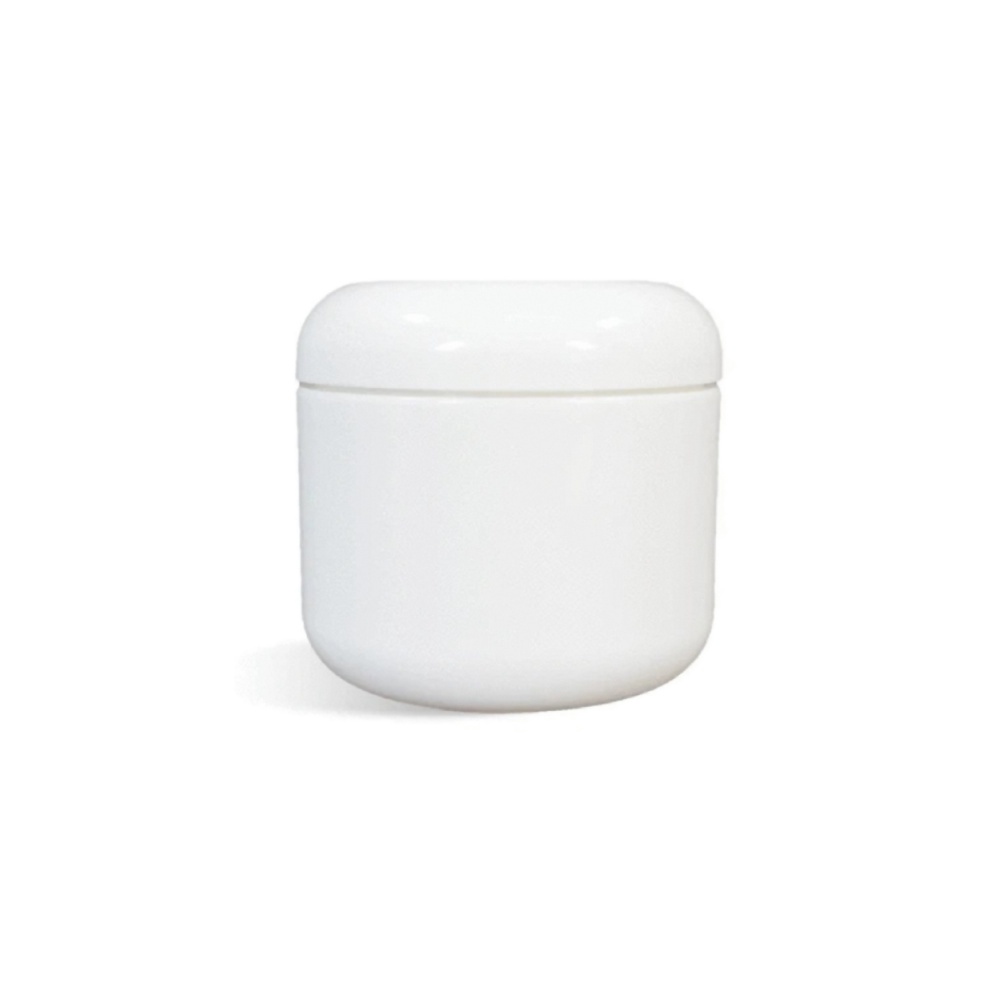 Cosmetic Jar, White Plastic w/ Dome Lid, 4 oz