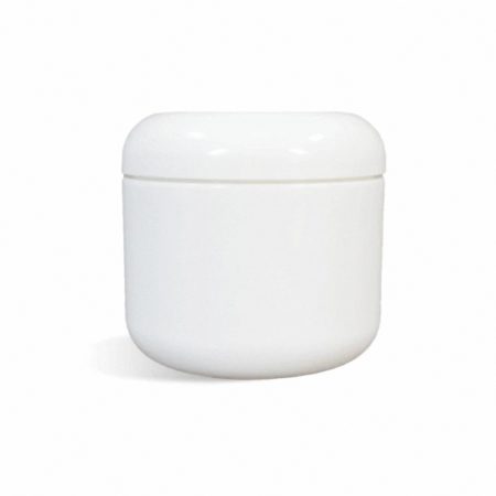 Cosmetic Jar, White Plastic w/ Dome Lid, 8 oz