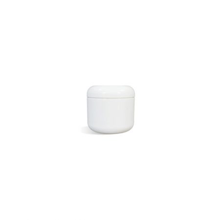 Cosmetic Jar, White Plastic w/ Dome Lid, 1/2 oz