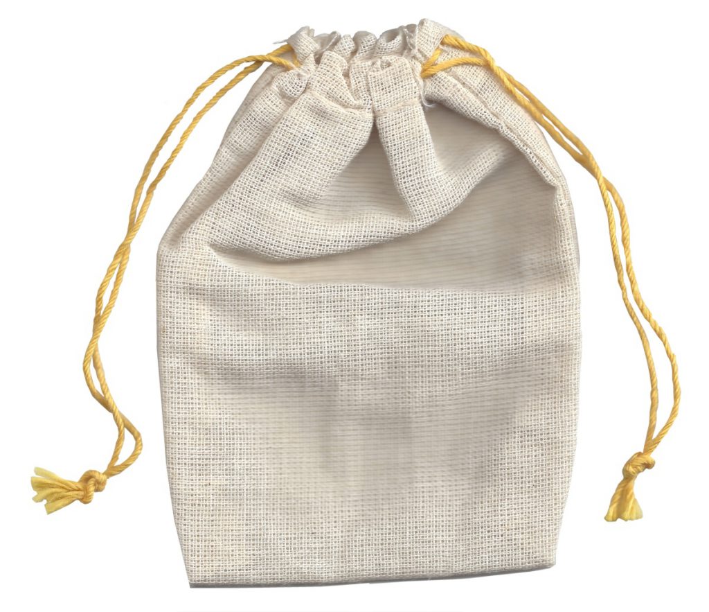 Cloth Bags, White Muslin w/ Drawstring, 5 Bags