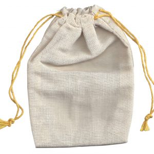 Cloth Bags, White Muslin w/ Drawstring, 5 Bags